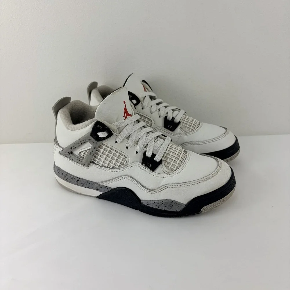 Nike Air Jordan 4 Retro White Cement Gray Kids Size 1Y IB4388-100